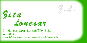 zita loncsar business card